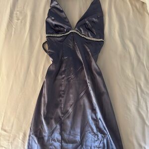 B Darlin Gray Satin Dress